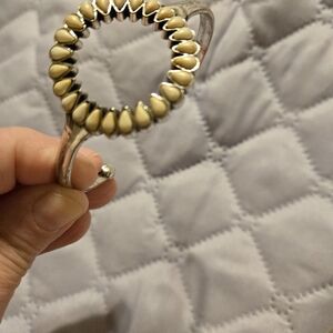 Silver and Cream Women's Bracelet